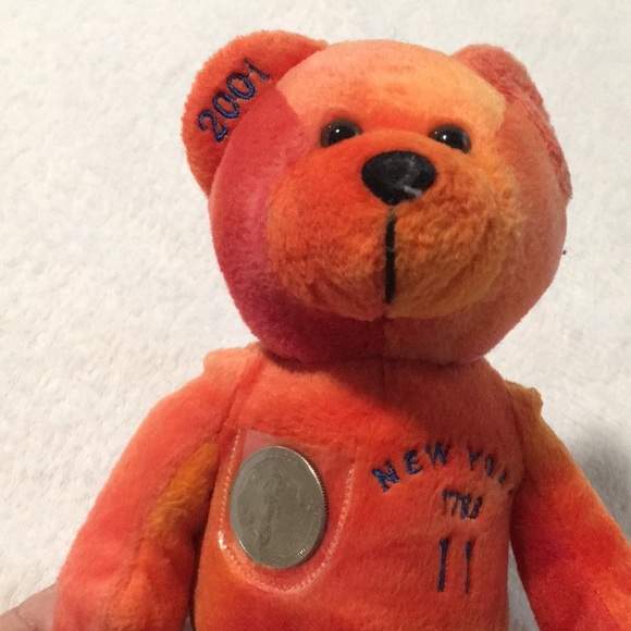 2001 New York State quarter orange beanie bear with authentic NY quarter - Picture 2 of 6
